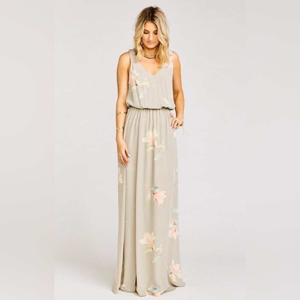 Show Me Your Mumu Kendall Maxi Dress Floral Taupe Gray NWT Womens Size Small